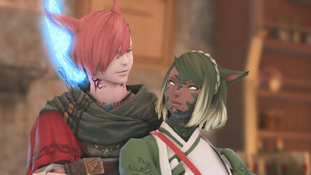 Vera and G'raha standing next to each other with their arms crossed